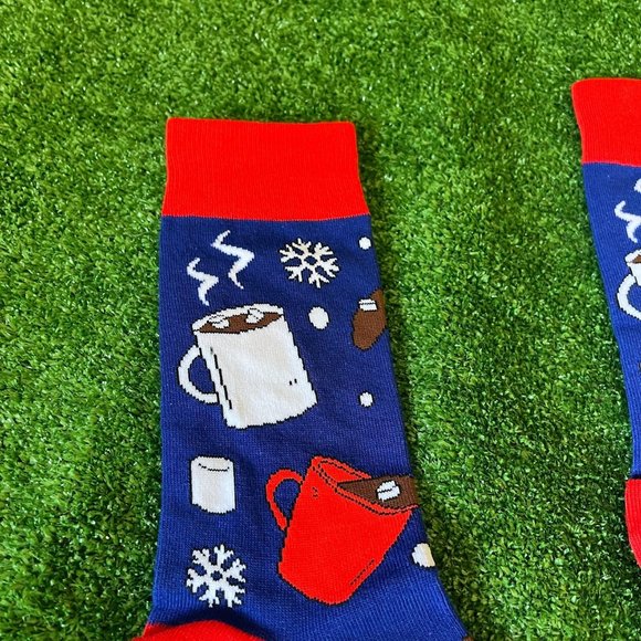 Main and Local Smooth and Creamy Hot Cocoa Blue Casual Crew Socks Size OS NEW - Picture 4 of 11